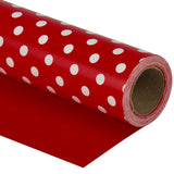 Reversible Wrapping Paper - Mini Roll - 17 Inch X 33 Feet - Red And Polka Dot Design For Birthday, Holiday, Wedding, Baby Shower