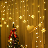 12Ft/3.5M 96Led Snowflake Curtain Light Usb Powered String Light Led Fairy Night Light, Perfect For Christmas Wedding Pa