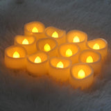 12 Pcs Flameless Led Tea Lights Candles Battery Operated Fake Flickering Electric Small Votive Candles Tealights For Wedding Party Decorations Home Décor, Cream White Shell, Amber Yellow Glow