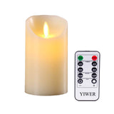 Flameless Candles, D3.15 H6 1 Pack Real Wax Not Plastic Pillar, Battery Operated Led Remote Control And Timer Function Candle For Home Party Valentines Day Mom Christmas (Wave Head, Ivory)