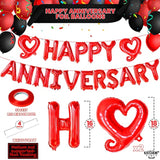 18 Inch Happy Anniversary Balloons Letters - Big Red Banner For Decorations | Heart Balloons For Party