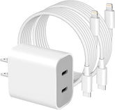 2 Pack Dual Port USB C Fast Charger with Lightning Cable for iPhone 14 13 12 11 Pro Max SE Wall Charger