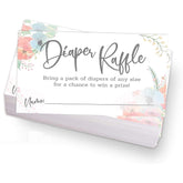 Pastel Watercolor Floral Diaper Raffle Tickets / 50 Baby Shower Sprinkle Game Drawing Cards / 2" X 3.5" Gender Reveal Party Activity/Made In The Usa
