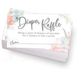 Pastel Watercolor Floral Diaper Raffle Tickets / 50 Baby Shower Sprinkle Game Drawing Cards / 2" X 3.5" Gender Reveal Party Activity/Made In The Usa