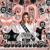 Death To My 20S Decorations, 30Th Birthday Decorations For Her Black And Rose Gold, Rip To My 20S Birthday Decorations Funeral For My Youth 30Th Birthday 30 Balloon Numbers Dirty Thirty Party Supplies
