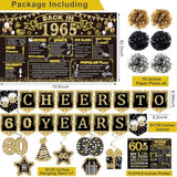 60Th Birthday Decorations For Men Women,16Pcs Back In 1965 Party Banner Decorations,Including Vintage 1965 Backdrop,Cheers To 60 Years Banner,7 Hanging Swirl,1965 Poster Anniversary Card,6 Paper Poms