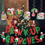 Drink Up Banner Red Green Glitter Christmas Banner Green Monster Party Decorations Christmas Party Supplies The Whollive Christmas Decor