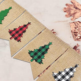 Plaid Christmas Tree Burlap Banner Red Black Buffalo Check Christmas Garland Banner Green Christmas Gingham Banner Holiday Party Banner For Mantle Fireplace Wall Door Xmas Party Supplies Decor