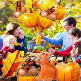 18pcs Fall Thanksgiving Foil Balloons Maple Leaf Pumpkin Acorn Squirrel for Autumn Party Decor