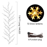 7.5 Ft Willow Vine Light Christmas Room Decor 144 Leds Artificial Plants Tree Branches Indoor Decorative With 8 Light Mo