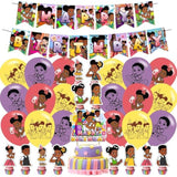 Corner Of Gracies Birthday Party Decoration - Pink, Purple, Yellow, Green Cartoon Theme - Includes Unique Cake Topper, 18 Pcs Latex Balloons, Happy Birthday Banner, 12 Cupcake Toppers