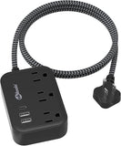 Flat Plug Power Strip USB C 5Ft Cord Cruise Ship Approved No Surge