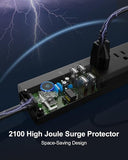 2 Pack Surge Protector Power Strip 6 Outlets 4 USB Ports 6FT Flat Plug Extension Cord