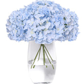 Hydrangea Artificial Flowers -12 Pcs Realistic Fake Hydrangea Silk Flowers With Stems Faux Hydrangea Flowers Heads For Office Home Party Wedding Centerpiece Diy Floral Decor(Sky Blue)