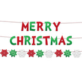 Christmas Party Decorations - Glitter Merry Christmas Banner Red & Green Christmas Bunting Garland For Indoor Home Office Fireplace Mantel Farmhouse
