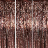 3 Pack 3.3 X 6.6 Ft Brown Foil Fringe Backdrop Curtains, Tinsel Streamers Party Decorations, Fringe Backdrop For Birthday, Baby Shower, Gender Reveal, Graduation