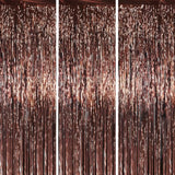 3 Pack 3.3 X 6.6 Ft Brown Foil Fringe Backdrop Curtains, Tinsel Streamers Party Decorations, Fringe Backdrop For Birthday, Baby Shower, Gender Reveal, Graduation