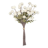 8 Pcs Long Stem Artificial Flowers Decoration, White Ivory Fake Pom Pom Kiku Flower, Mini Faux Chrysanthemums For Floral Arrangemengts, Small Silk Florals Decor, Tall Vase Flower Filler