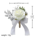 Set Of 2 Ivory Rose Boutonnieres For Men Groom Ceremony Corsage With Pin Artificial Flowers