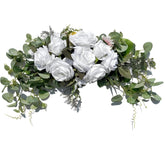 Wedding Arch Flowers, Rose Decorative Floral Swag For Lintel, 30Inch Artificial Greenery Eucalyptus Leaves Flower For Door Window Home Decoration