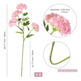 Pink Hydrangea Artificial Flowers, 5Pcs 26.8" Faux Hydrangea Bouquet With 4 Head, Silk Fake Flowers With Stems For Vase, Wedding Bouquet, Home Decor, Diy, Baby Shower, Centerpieces Tables Decoration