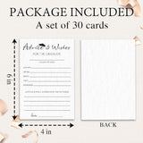 Graduation Advice & Wishes Cards Set - Classic Minimal Bachelor Hat Fill In Style Wishes & Advice Cards For Graduate, Grad Celebration Gift, Party Activity Decoration (30Pcs) - A05