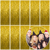 10 Pack Foil Curtain Backdrop Gold Metallic Tinsel Foil Fringe Curtains Photo Booth Props For Birthday Wedding Engagement Baby Shower Bachelorette Christmas Holiday Celebration Party Decorations
