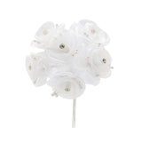 72Pc Artificial Organza Rhinestone Craft Flower For Home Craft Decor Diy Wedding Bridal Veil Headband Dress Cake Topper Embellishment Scrapbook Favor Corsage Floral Bouquet Arrangement (White)