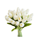 Artificial Tulips 20 Stems White Pu Faux Flowers For Valentine'S Day And New Year Decorations Wedding Home Decor 13.5 Inch