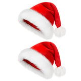 Santa Hat For Adult, Large Christmas Hat, Xmas Holiday Oversized Velvet Hat For Men Women New Year Festive Holiday Party Supplies (Adult-2Pc)