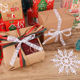 Christmas Ribbon 22Yards X 3/8Inch, Narrow White Snowflake Ribbon Chri