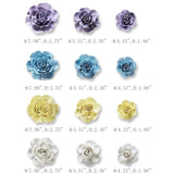 Rose Ceramic Flower Wall Décor Artificial 3D Flower Wall Art For Living Room Home Hallway Bedroom Kitchen Farmhouse Bathroom Dining Room, Blue, 5.51 Inch