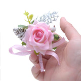 Wrist Corsage, Pack Of 2 Wedding Bridal Wrist Flower Corsage Hand Flower Decor For Prom Party Wedding Homecoming (Pink2)