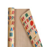 Birthday Wrapping Paper, Gift Wrapping Paper Roll, Kraft Wrapping Paper - Colorful Happy Birthday Pattern For Boys Girls Kids, Gift Wrap For Holiday, Party, Baby Shower- 17 Inch X 120 Inch(10 Feet)