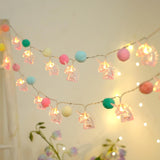 9.85Ft Unicorn String Lights Cute Pom Poms Fairy Led String Lights Battery Operated With Timer Decor Lights For Kids Bed