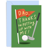 Old English Co. Funny Golf Father'S Day Card For Dad - 'Putting Up With Me' Hilarious Father'S Day Card From Son Or Daughter - Thank You Dad Golfer Greeting Card | Blank Inside With Envelope