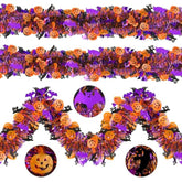 39FT Halloween Tinsel Garland with Pumpkin Ghost Bat Glitter Twist, 6PCS Party Decor