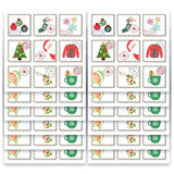Christmas Stamp Stickers Modern Colorful Design | 1.4 Inch | Waterproof | 135-Pack | From Santa Labels, Christmas Labels