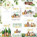 72 Pcs Woodland Thank You Cards Baby Showers 36 Forest Envelopes And 36 Bear Forest Greeting Thank You Watercolor Animal Blank Notes Cards For Birthday Kids Baby Shower Party