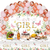 Pink Floral Baby Shower Decorations Include Pink Confetti Balloons Kit
