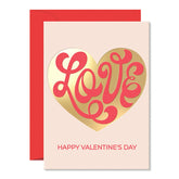 Love Valentine’S Day Card – Gold Foil Heart Design With Red Envelope & Gold Seal – 5X7” Romantic Valentine’S Day Card With “With All My Love, Today And Always” Interior Message