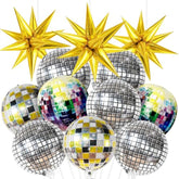 12 Pcs 22 Inch Multicolor Disco Ball Mylar Balloons for 80s Disco and 2026 Party