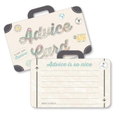 Big Dot of Happiness World Awaits - Suitcase Wish Card Travel Themed Graduation Party, Baby or Bridal Shower Activities - Shaped Advice Cards Game - Set of 20