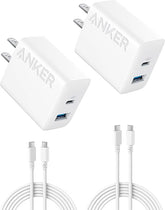 2 Pack 20W USB C Fast Charger Block with USB C Charging Cable for iPhone 17 16 iPad PD Wall Charger