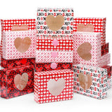 24 Pcs Valentines Heart Bakery Cookie Boxes 8 X 6 X 2.5'' Red Pink Treat Boxes With Window Cupcake Candy Gift Container With Sticker For Women Mothers Day Party Favors (Heart)