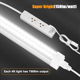 12 Pack 4FT LED Shop Lights 50W 7500LM 6000K V Shape Linkable Ceiling Fixtures with Switch