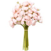 18 Pcs Ranunculus Artificial Fake Plants Flowers,White Faux Silk Mini Flowers For Diy Bouquets Bulk Faux Wedding Filler Home Centerpieces Arrangements Bridal Christmas Decorations (Pink)