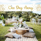 Gold Romantic Banner For Wedding Rehearsal Dinner Party, 9.8Ft X 1.6Ft, Durable Polyester, One Day Away Design, Reusable