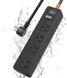 Weatherproof Surge Protector Power Strip 4 Outlets 6FT Extension Cord IPX6 13A 1625W Wall Mount