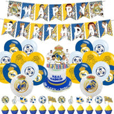 Madrid Soccer Cf Soccer Theme Party Supplies With Happy Birthday Banner, Cake Topper, Cupcake Toppers, Foil Balloons For Fans Adults Party Favors